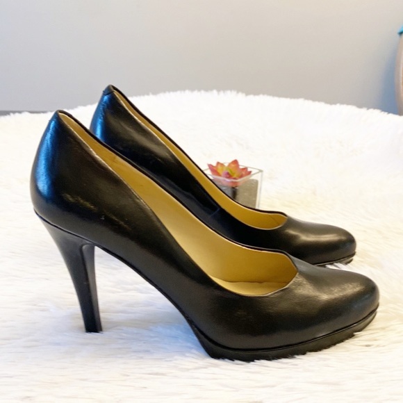 NINE WEST | Wise Up Black Leather Classic Heel Pump Stiletto women’s 7 - Picture 2 of 8